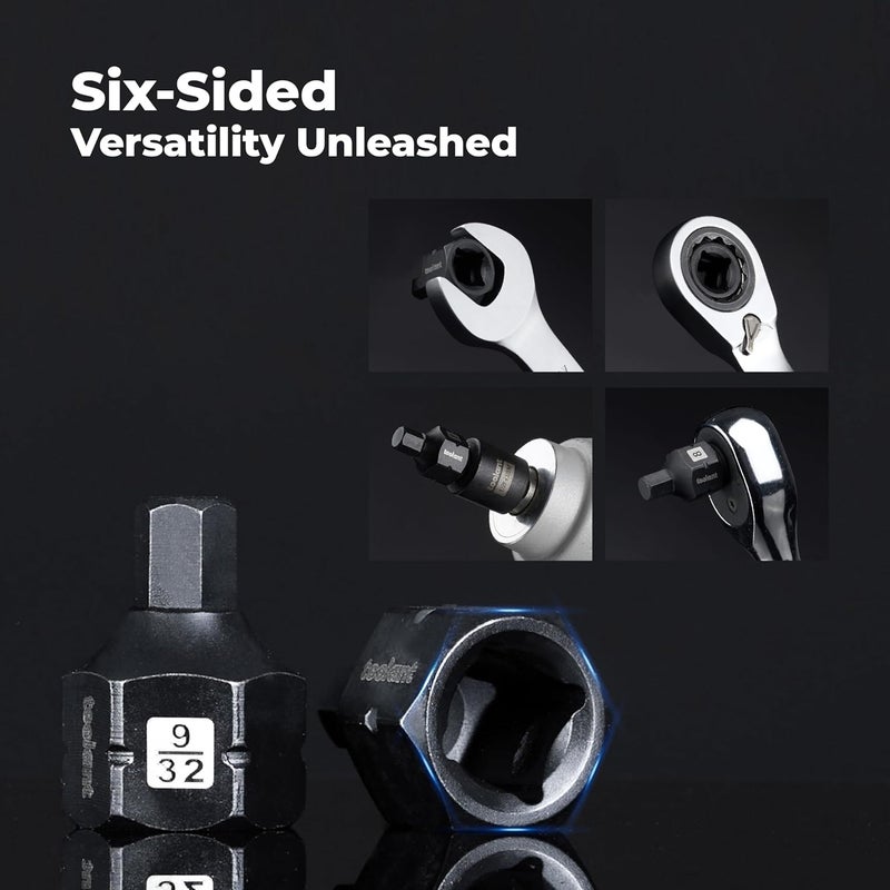 toolant 3/8"drive impact hex bit socket set 27PCS,Hex Drive, SAE/Metric, 5/32"-11/16",4mm-17mm, S2 Steel Air Drive Allen Socket set,Impact Grade，Anti-Roll Design - Image 3